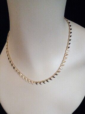 Lili Claspe Gold Tusk Tennis Necklace 14K Gold Plated CZ 16"
